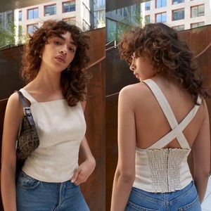 Reformation Caufield Top oatmeal linen -size 6